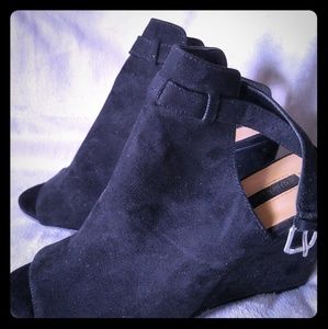 Black Open-Toed Wedges